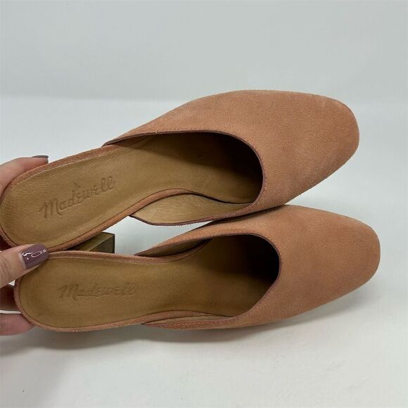 Madewell Miya Women's Pink Suede Block Heel Slip On Mules Size 8 Casual Spring - Picture 11 of 12